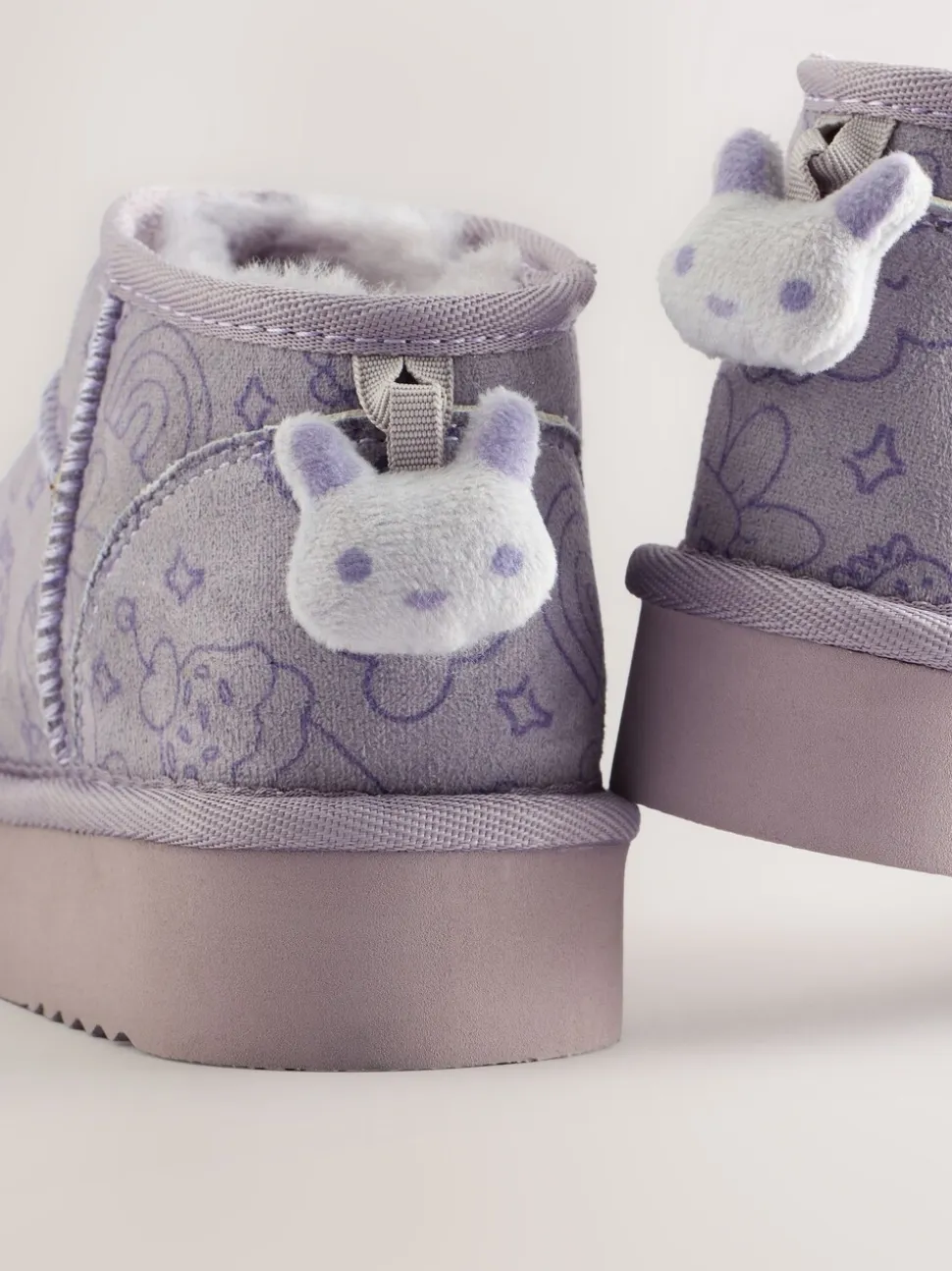 Lila met figuurtjes - Slipper Ankle Boots