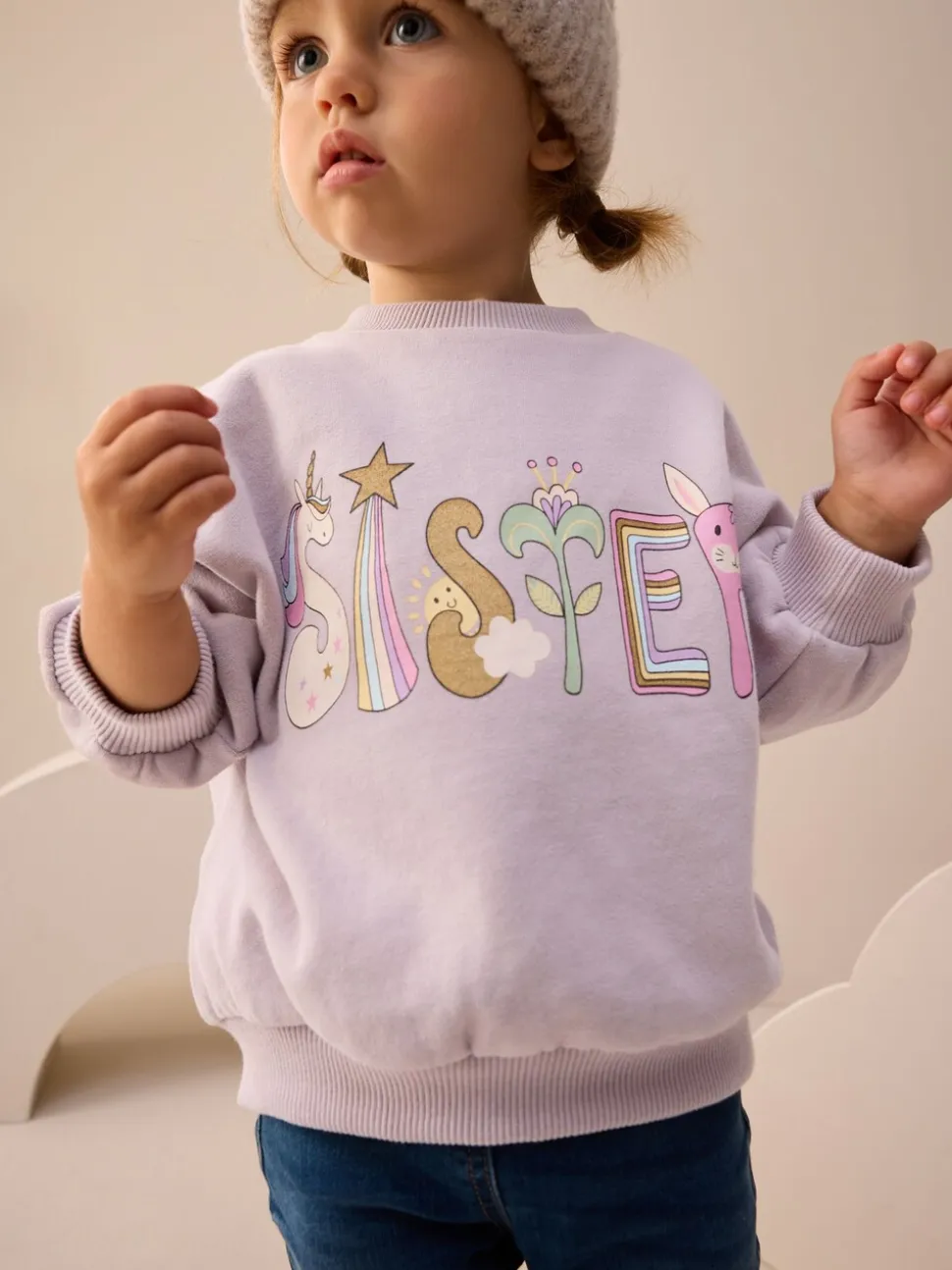 Lila Paarse Sister - Sweatshirt met ronde hals (3 mnd-7 jr)