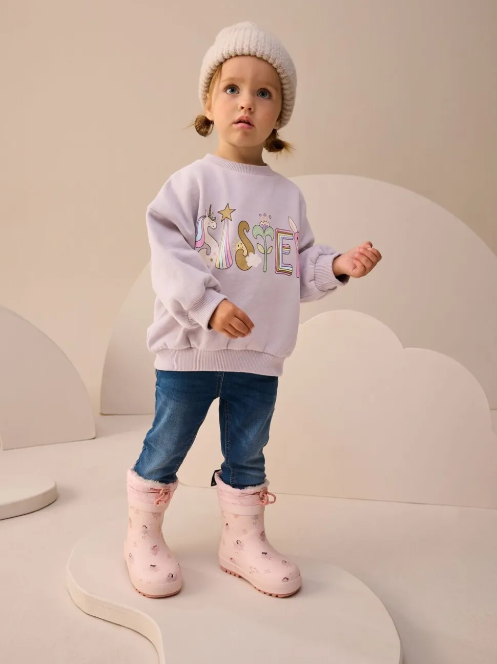 Lila Paarse Sister - Sweatshirt met ronde hals (3 mnd-7 jr)