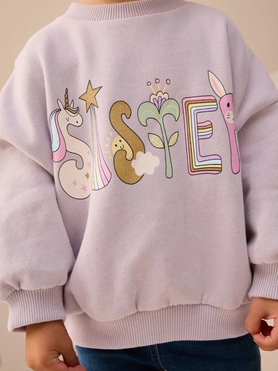 Lila Paarse Sister - Sweatshirt met ronde hals (3 mnd-7 jr)