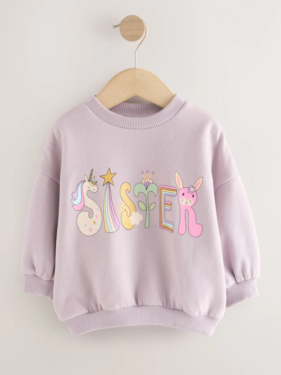 Lila Paarse Sister - Sweatshirt met ronde hals (3 mnd-7 jr)