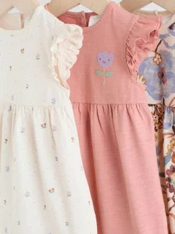 Lilac and Ecru Floral Frill Shoulder - 3 Rompertjes