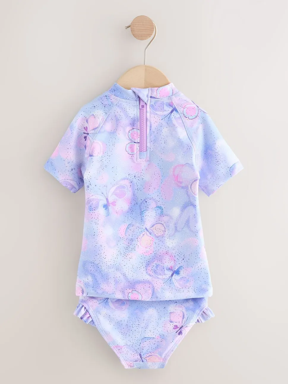 Lilac Purple Butterfly Foil - Zonbeschermende zwemset met korte mouwen (3mnd-10jr)