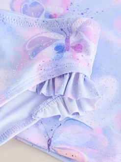 Lilac Purple Butterfly Foil - Zonbeschermende zwemset met korte mouwen (3mnd-10jr)