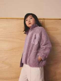 Lila-paars - Button Up Fleece Jacket (3-16yrs)