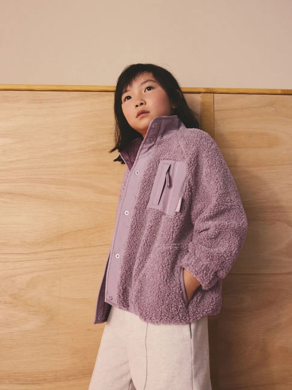 Lila-paars - Button Up Fleece Jacket (3-16yrs)