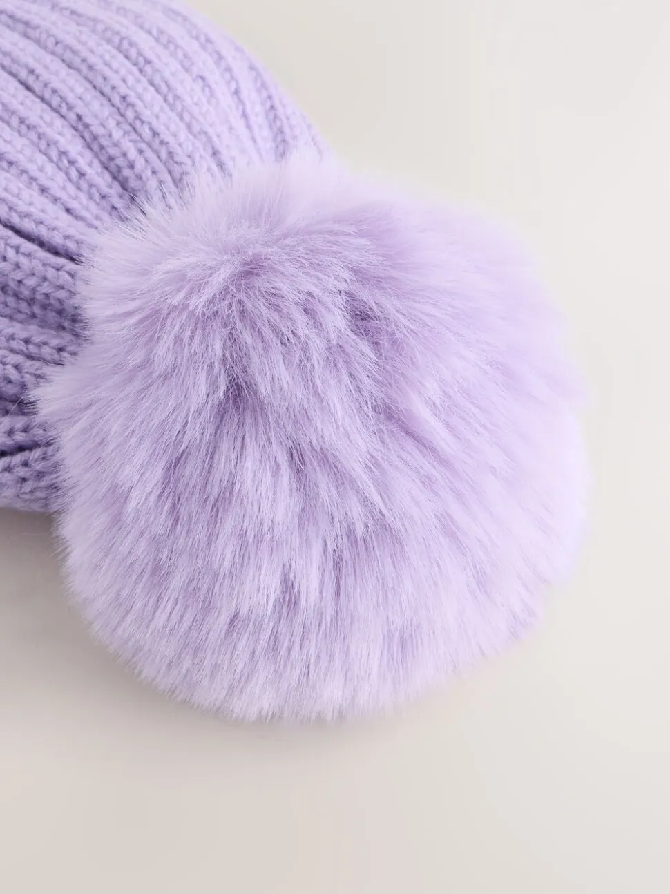 Lila-paars - Geribbelde beanie-muts met pompon (3mnd -16jr)