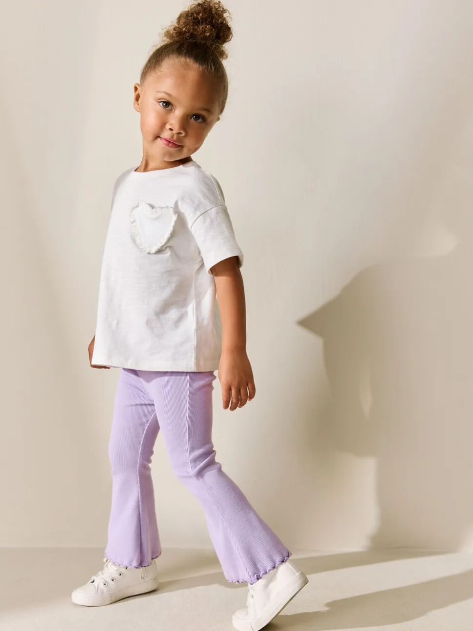 Lila-paars - Geribbelde flare legging (3 mnd-7 jr)