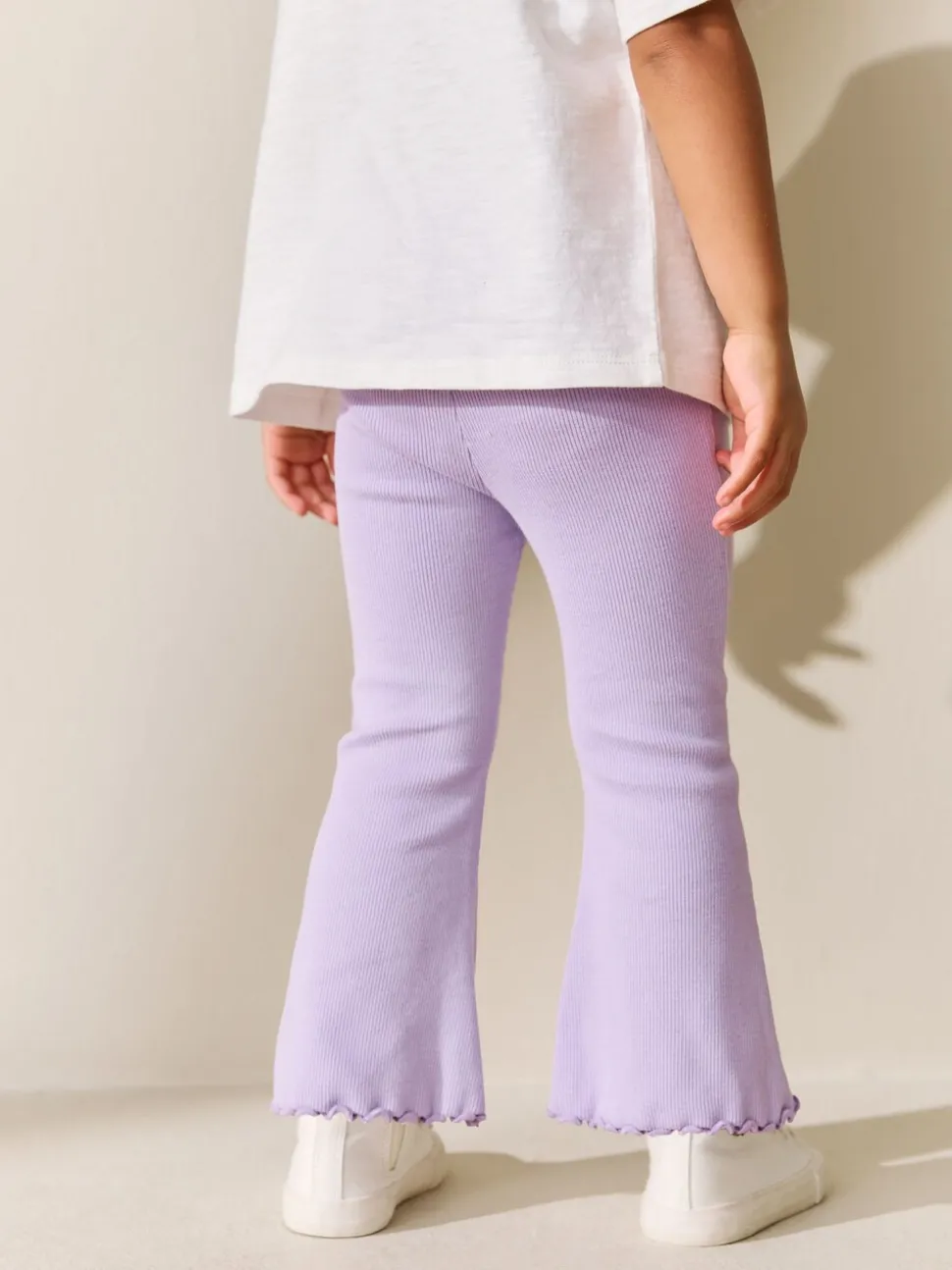 Lila-paars - Geribbelde flare legging (3 mnd-7 jr)