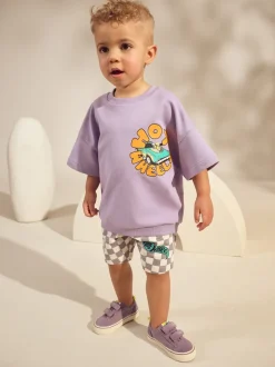 Lila-paars - Hot Wheels Check Short T-Shirt Set (9mths-8yrs)