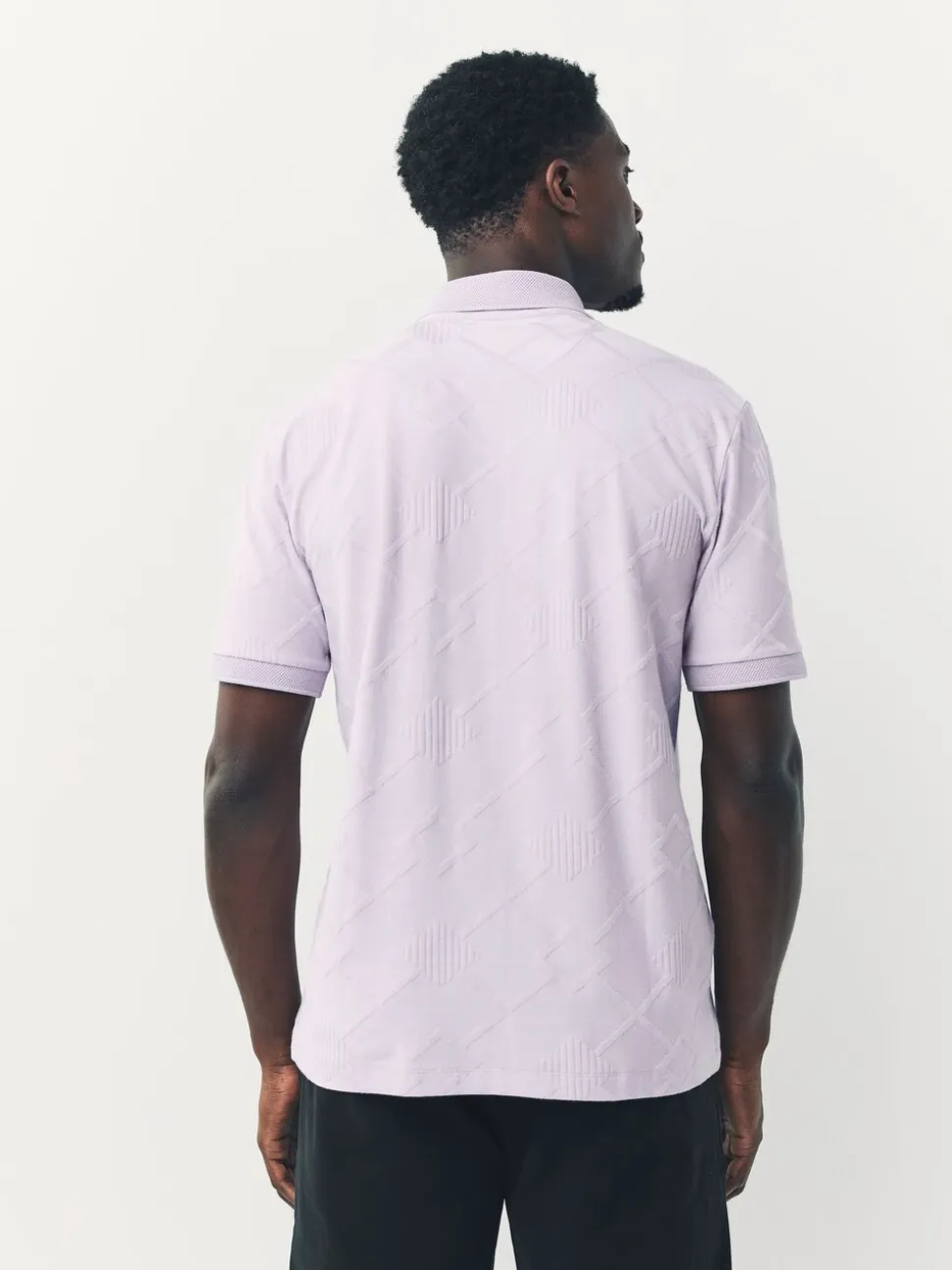 Lila-paars - Net jacquard poloshirt