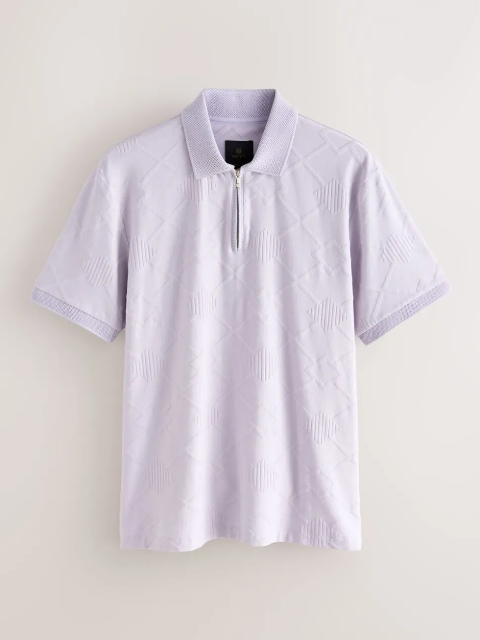 Lila-paars - Net jacquard poloshirt