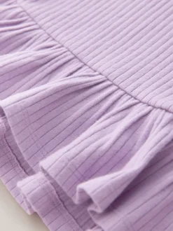 Lila-paars - Set van geribbelde top met korte mouwen en shorts (3 mnd - 7 jr)