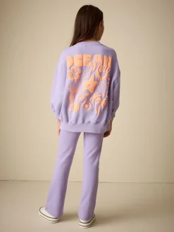 Lila-paars - Sweatshirt and Flare Leggings Set (3-16yrs)