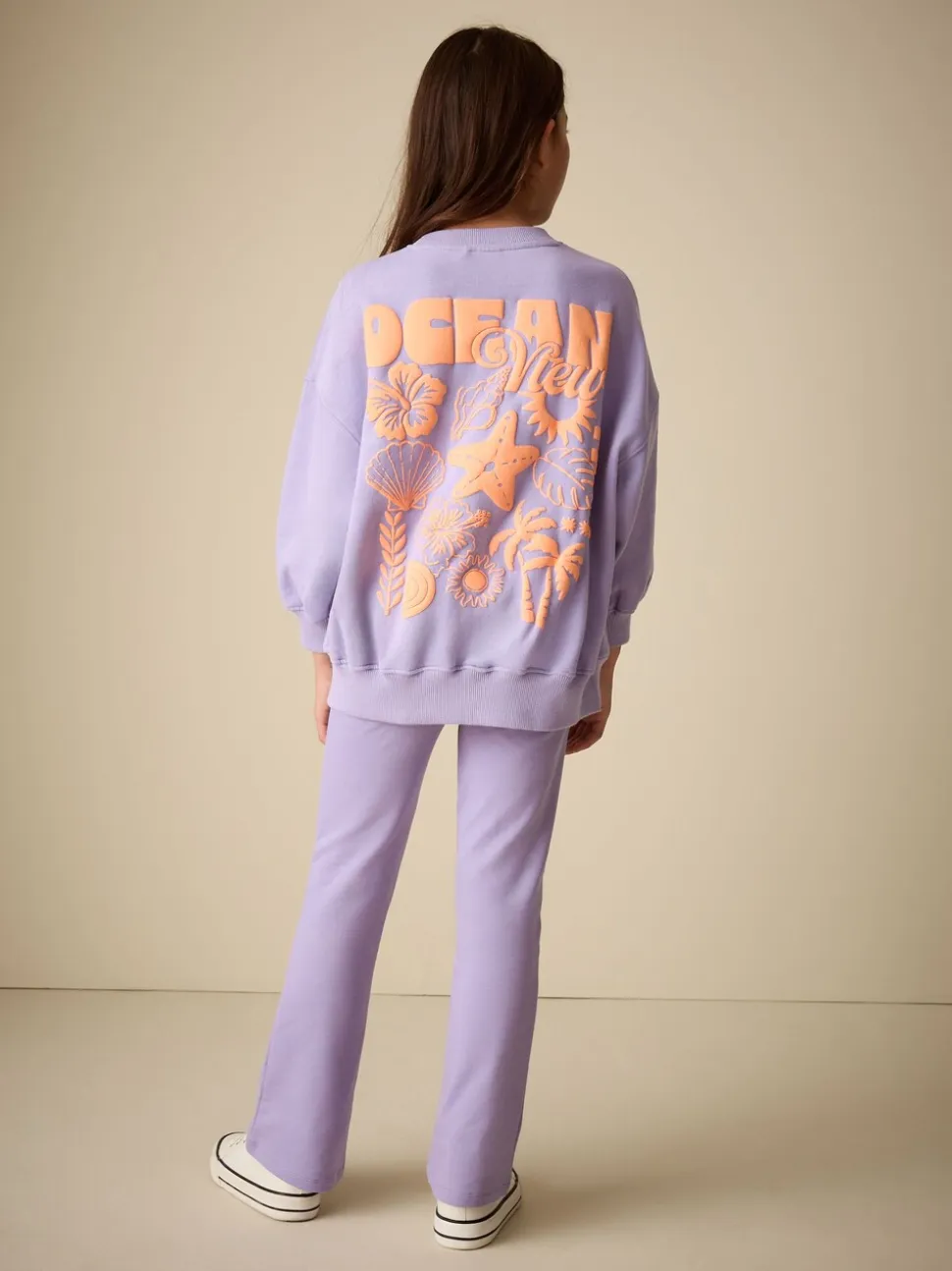 Lila-paars - Sweatshirt and Flare Leggings Set (3-16yrs)