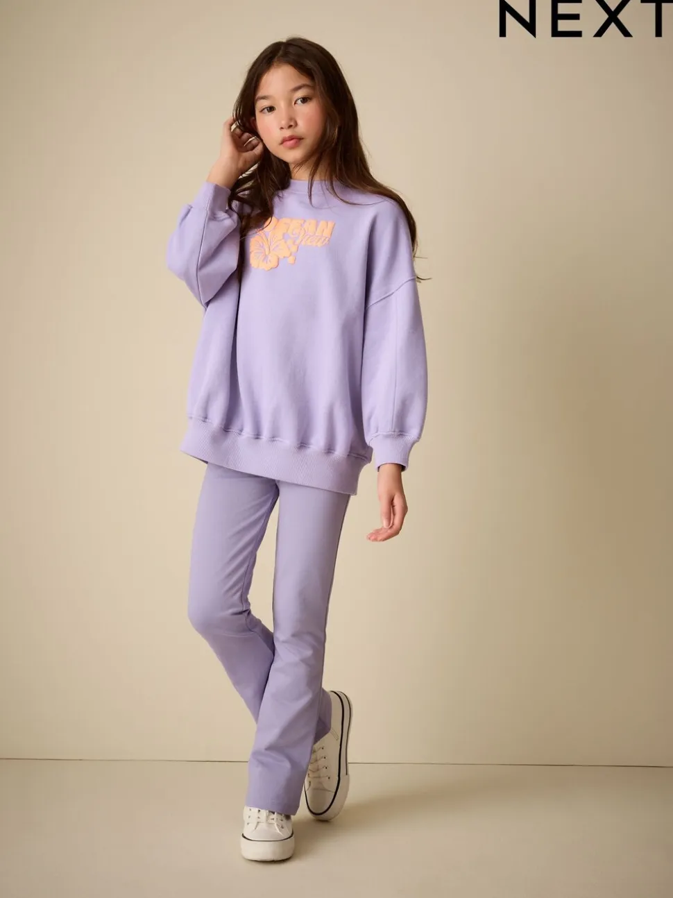 Lila-paars - Sweatshirt and Flare Leggings Set (3-16yrs)