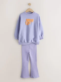 Lila-paars - Sweatshirt and Flare Leggings Set (3-16yrs)