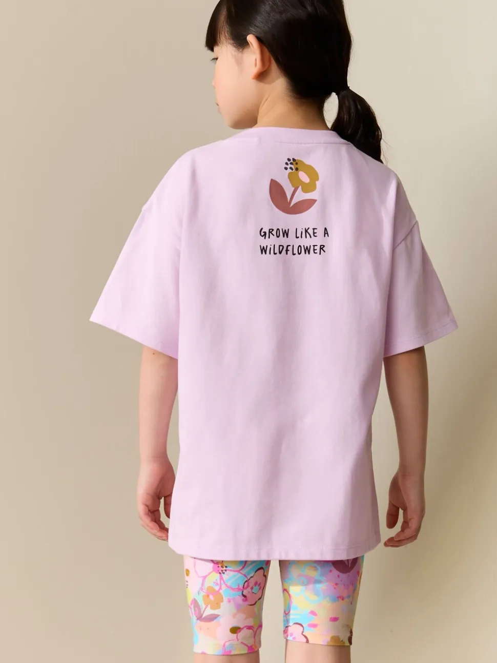 Lila-paars gebloemd - T-Shirt and Cycle Shorts Set (3-16yrs)