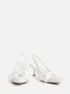 Linzi Bridal Merlot Satin Slingback Court Heels With Bow Detail