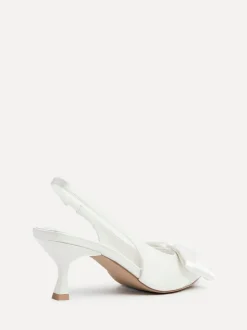 Linzi Bridal Merlot Satin Slingback Court Heels With Bow Detail