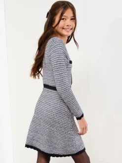 Lipsy Bouclé gebreide jurk met knopen (5-16jr)
