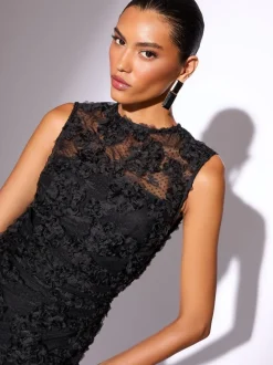 Lipsy 3d Floral Mesh Midaxi Bodycon Dress