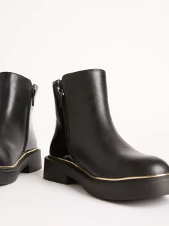 Lipsy Faux Leather Patent Contrast Zip Ankle Boots