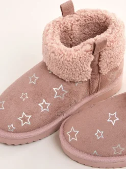 Lipsy Faux Shearling Lined Print Pull On Slipper Ankle Boots