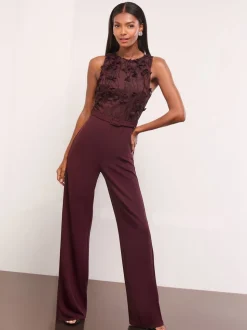 Lipsy Floral 3D Textured Halter Jumpsuit