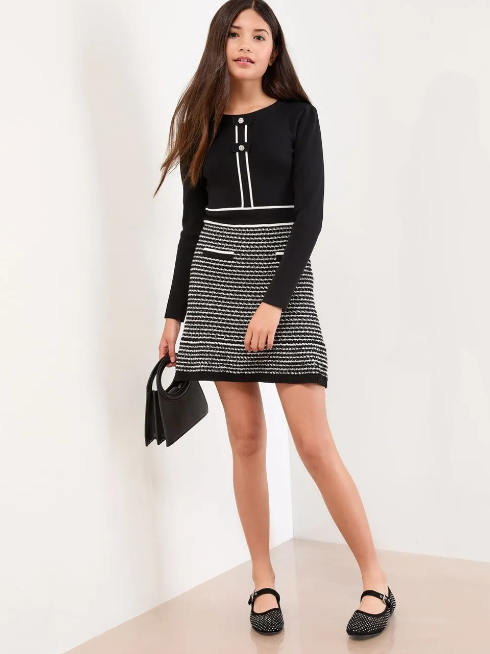 Lipsy 2-In-1 Bouclé gebreide jurk (5-16jaar)