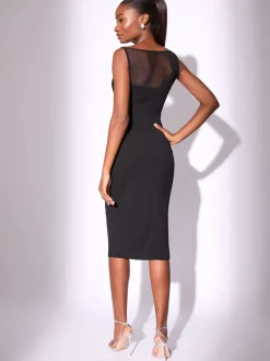 Lipsy Mesh Mix Sleeveless Bodycon Midi Dress