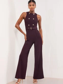 Lipsy militaire knoop mouwloze jumpsuit met ceintuur