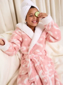 Lipsy Soft Touch Borg Bow Hooded Dressing Gown (5-16yrs)