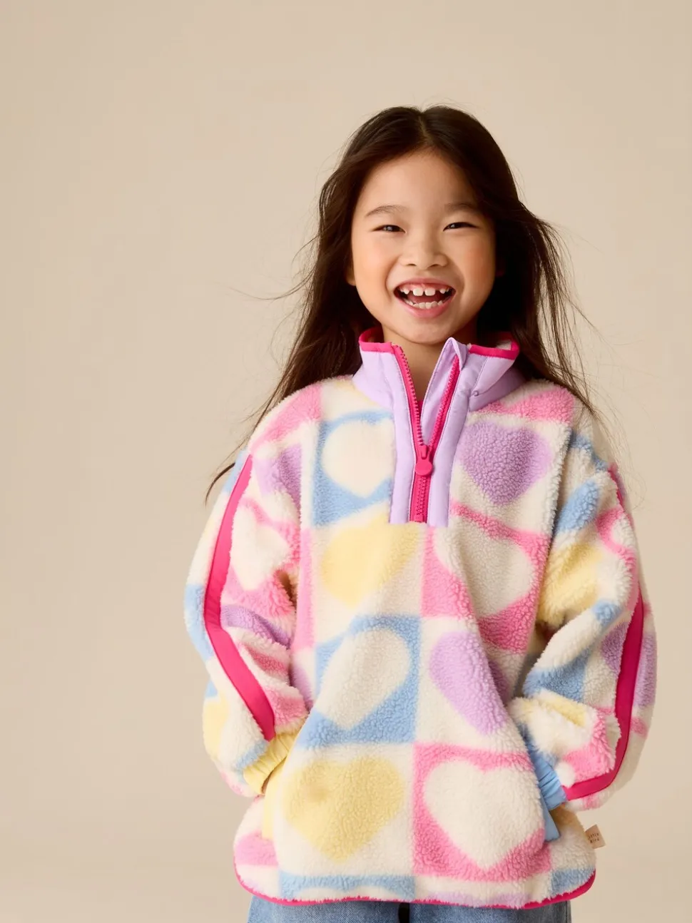 Little Bird by Jools Oliver Heart Colourblock Borg Fleece