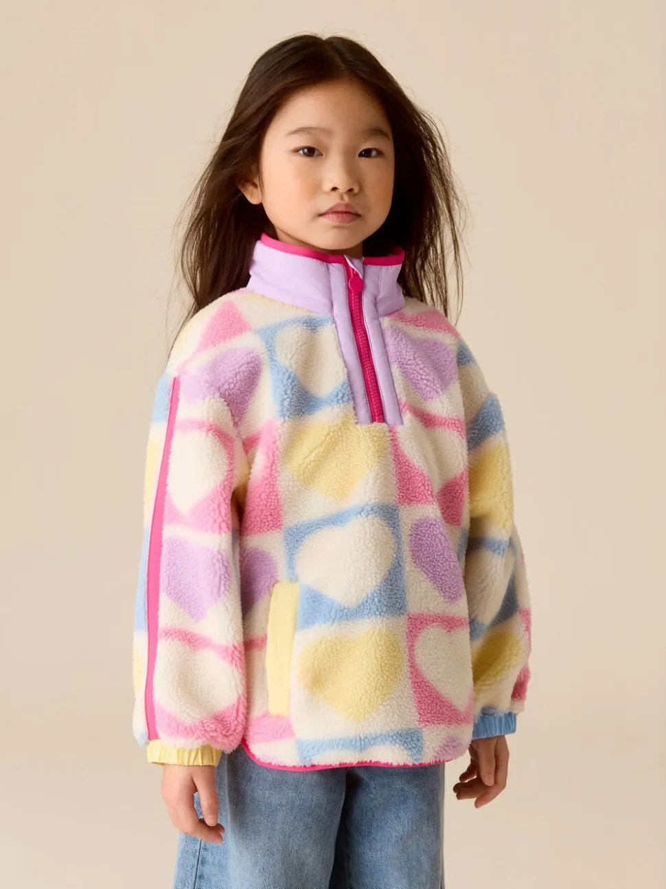Little Bird by Jools Oliver Heart Colourblock Borg Fleece