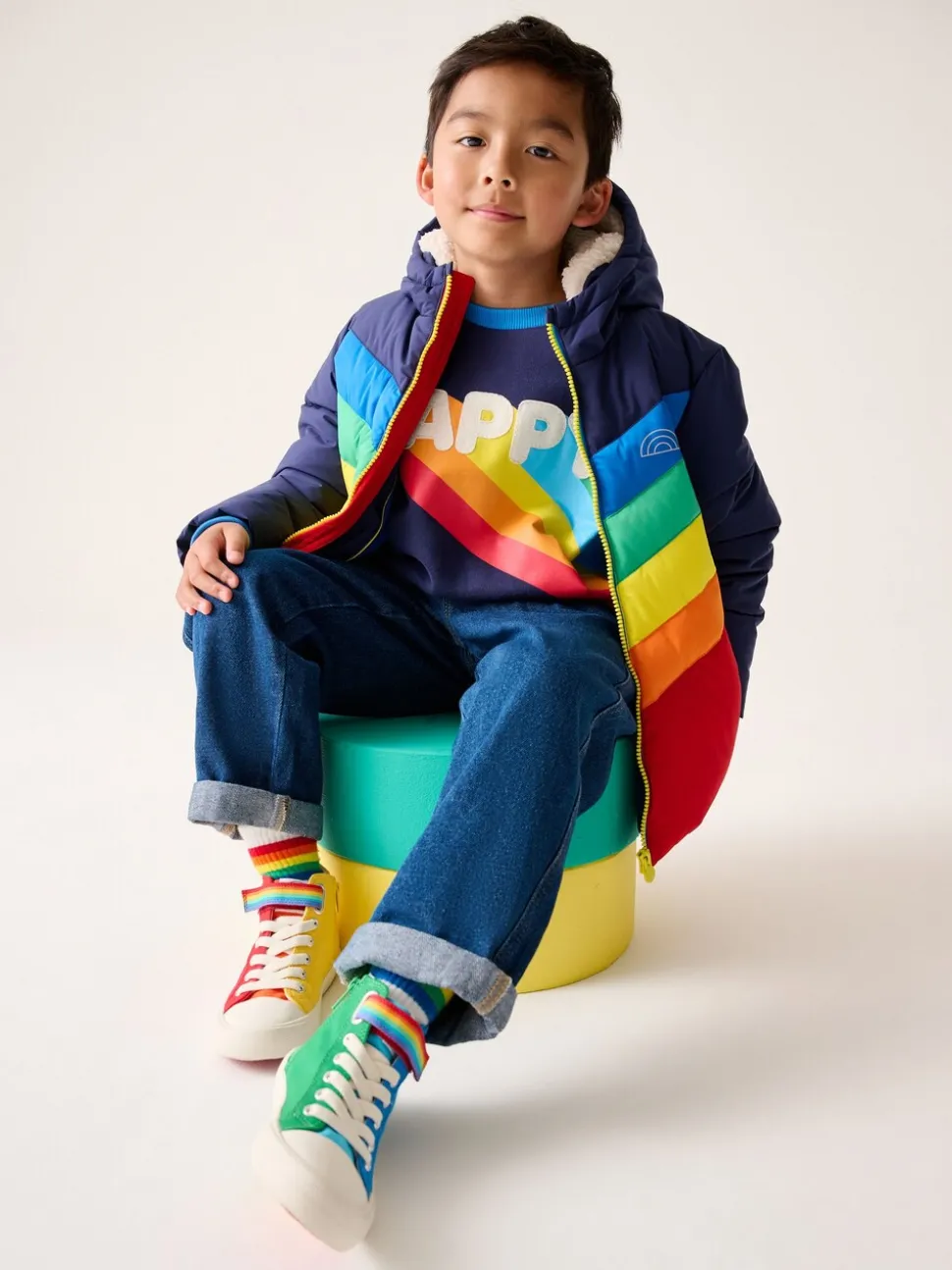 Little Bird by Jools Oliver Heldere Chevron Regenbestendige Gevoerde jas