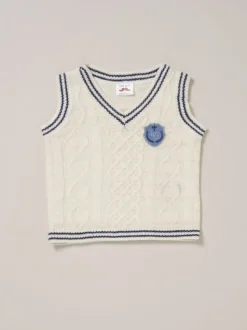 Little Gent True Knit Vest, Bodysuit, Trousers and Bow Tie White Set