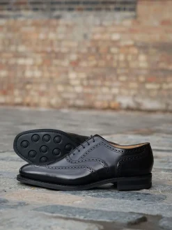 Loake 302brg Oxford-brogues van zwart gepolijst leer