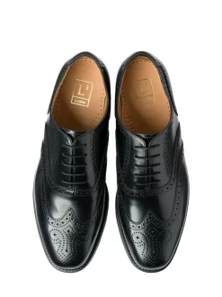 Loake 302brg Oxford-brogues van zwart gepolijst leer