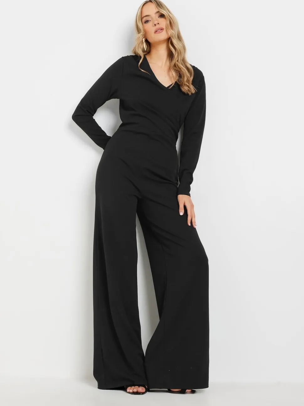 Long Tall Sally lange mouwen scuba overslag jumpsuit