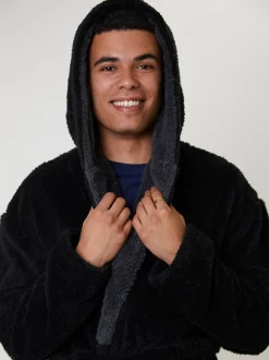Loungeable - Kamerjas met contrasterende kraag en sherpa met capuchon