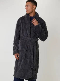 Loungeable Diamond Cut Mens Shawl Dressing Gown