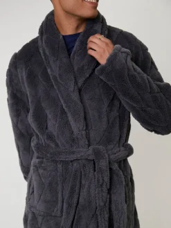 Loungeable Diamond Cut Mens Shawl Dressing Gown