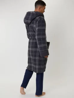 Loungeable Sherpa Check Hooded Dressing Gown