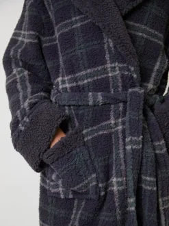 Loungeable Sherpa Check Hooded Dressing Gown
