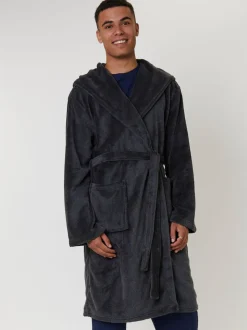 Loungeable Textured Hooded Mens Dressing Gown