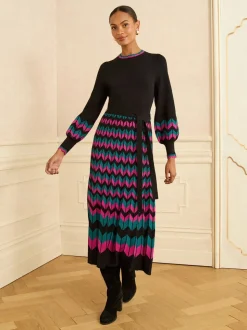 Love & Roses - Geschulpte gebreide midi-jurk