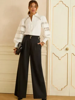 Love & Roses Wide Leg Buckle Detail Trousers