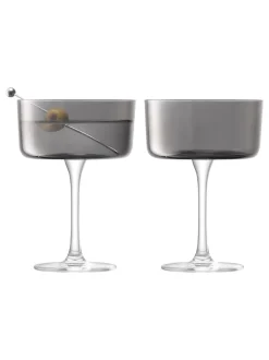 LSA International Set of 2 Lunar Champagne and Cocktail Glasses 230ml