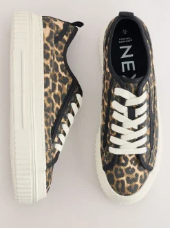 Luipaard - Canvas Chunky Baseballsneakers met Vetersluiting